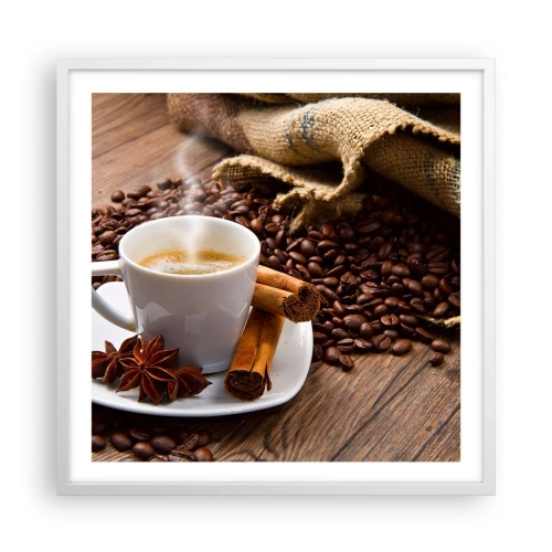 Plakat i hvid ramme - Krydret smag og aroma - 60x60 cm