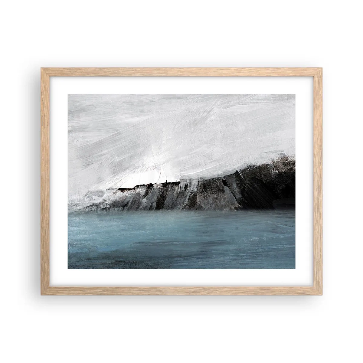 Plakat i ramme af lyst egetræ - Vand - jord: et sammenstød mellem elementerne - 50x40 cm