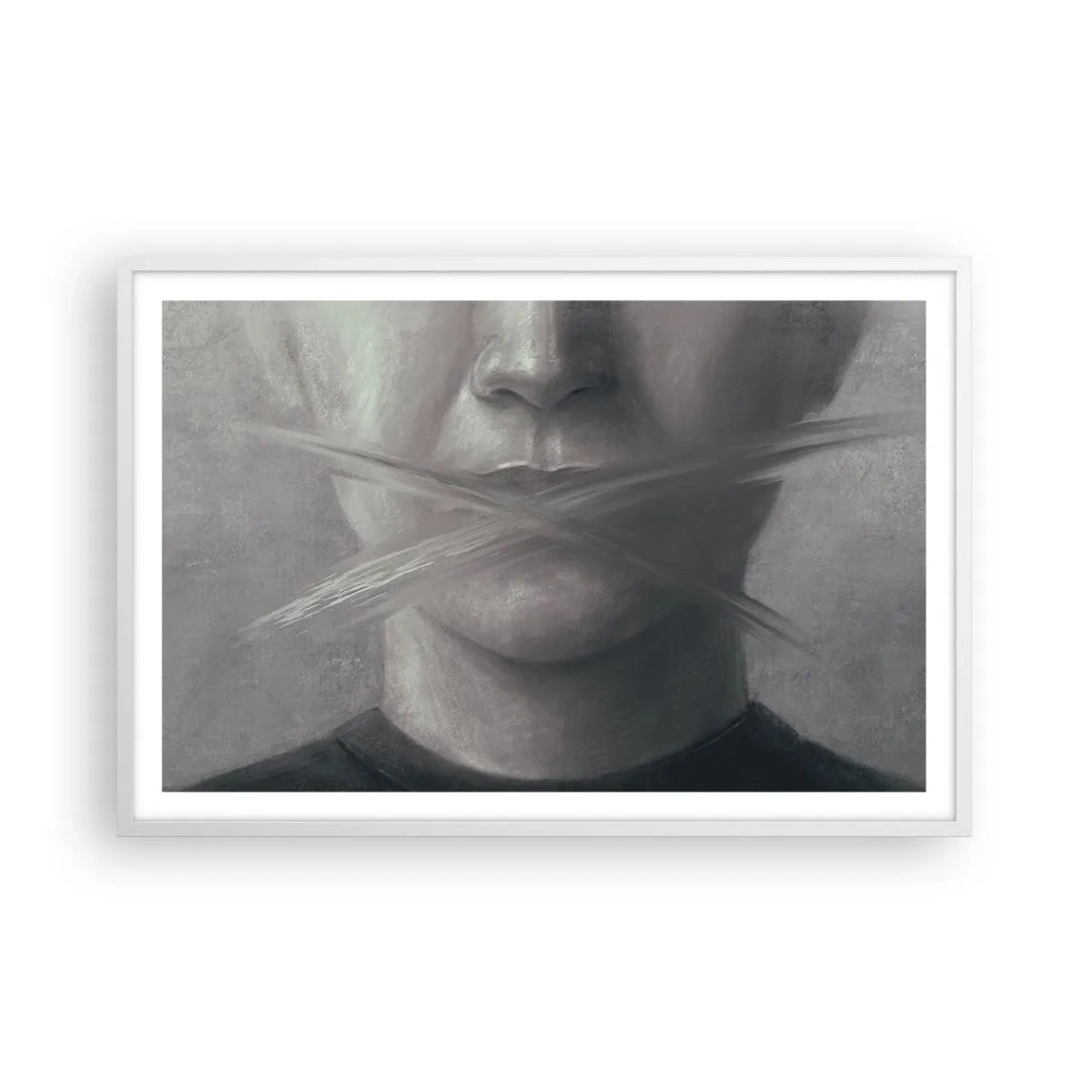 Plakat i hvid ramme - Ikke et ord - 91x61 cm