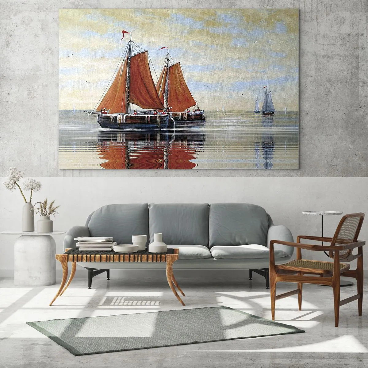 Billede på glas - Hey, sejl, sømand.... - 120x80 cm