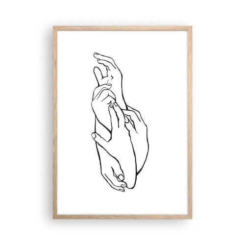 Plakat i ramme af lyst egetræ - God berøring - 50x70 cm