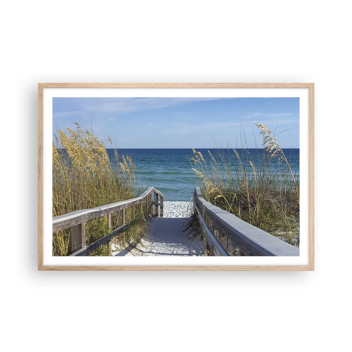 Plakat i ramme af lyst egetræ - I solen, i vinden - 91x61 cm