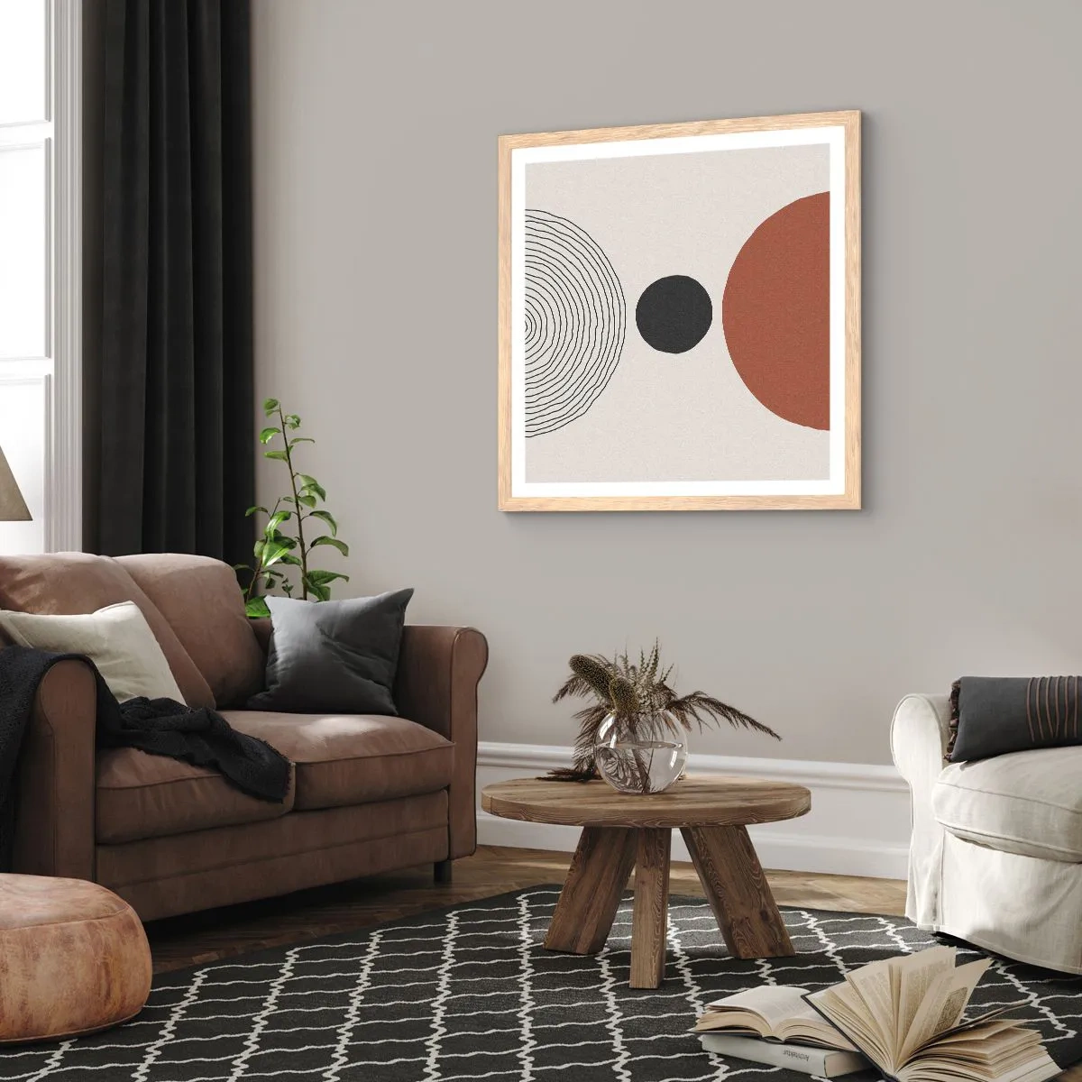 Plakat i ramme af lyst egetræ - I rampelyset - 60x60 cm