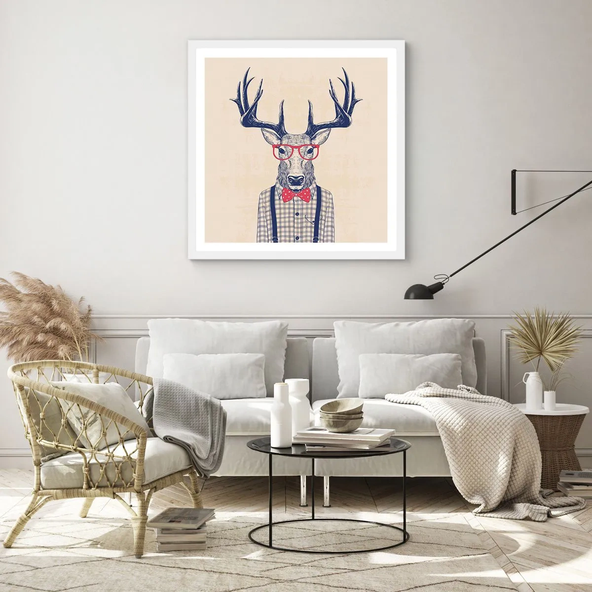 Plakat i hvid ramme - Et underholdende ekstravaganza - 50x50 cm