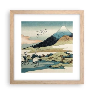 Plakat i ramme af lyst egetræ - I japansk ånd - 30x30 cm