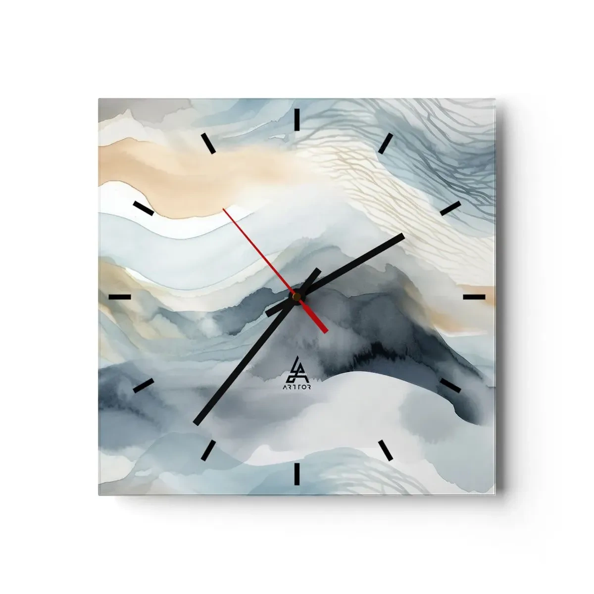 Vægur, Uret - Abstraktion af sne og tåge - 30x30 cm