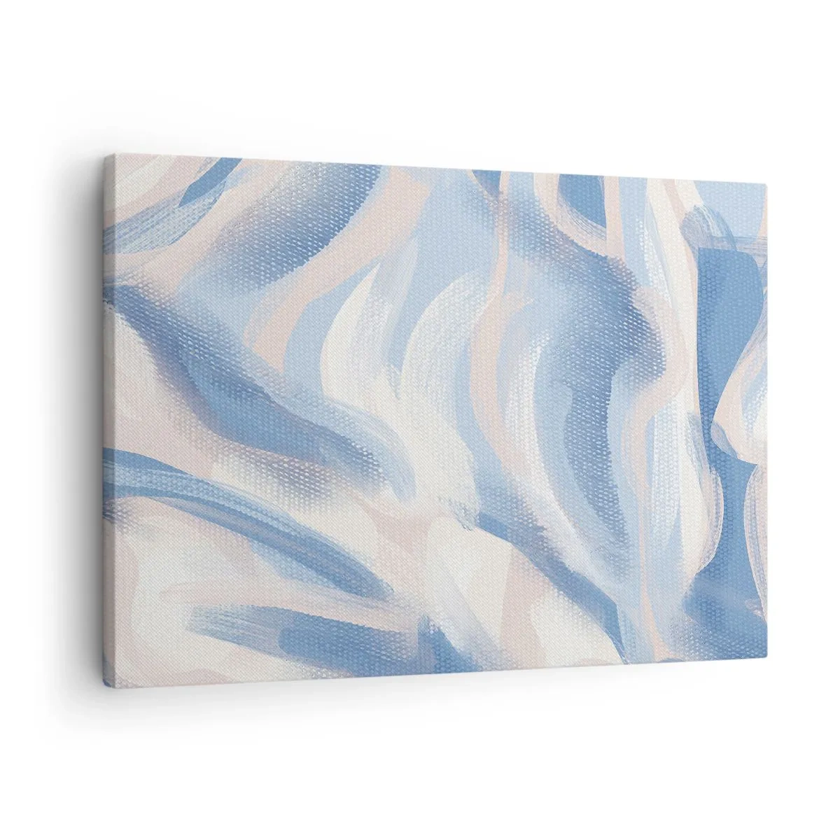 Lærredstryk - Billede på lærred - Abstrakte penselstrøg i blå og beige nuancer - 70x50cm - Blå krusninger - Moderne vægdekoration til stue og soveværelse ARTTOR