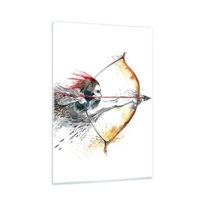 Billede på glas - Mytisk kriger med en brændende bue - 80x120 cm