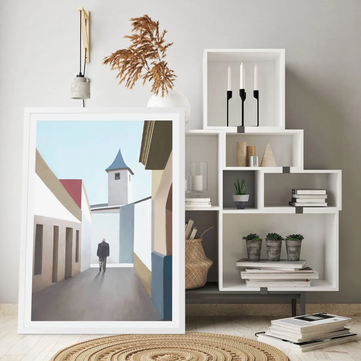 Plakat i hvid ramme - Solrig gåtur - 70x100 cm