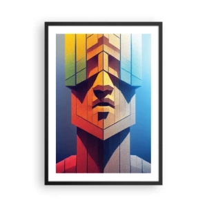 Plakat i sort ramme - Et monumentalt ansigt i geometrisk stil - 50x70cm - En mand med principper - Moderne vægdekoration til stue og soveværelse ARTTOR
