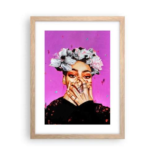 Plakat i ramme af lyst egetræ - En smule skør - 30x40 cm