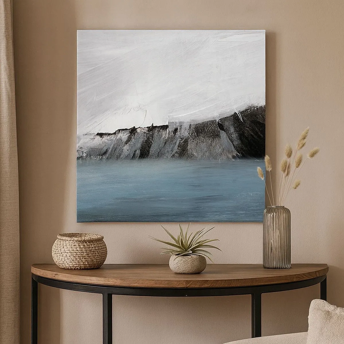 Lærredstryk - Billede på lærred - Vand - jord: et sammenstød mellem elementerne - 30x30 cm