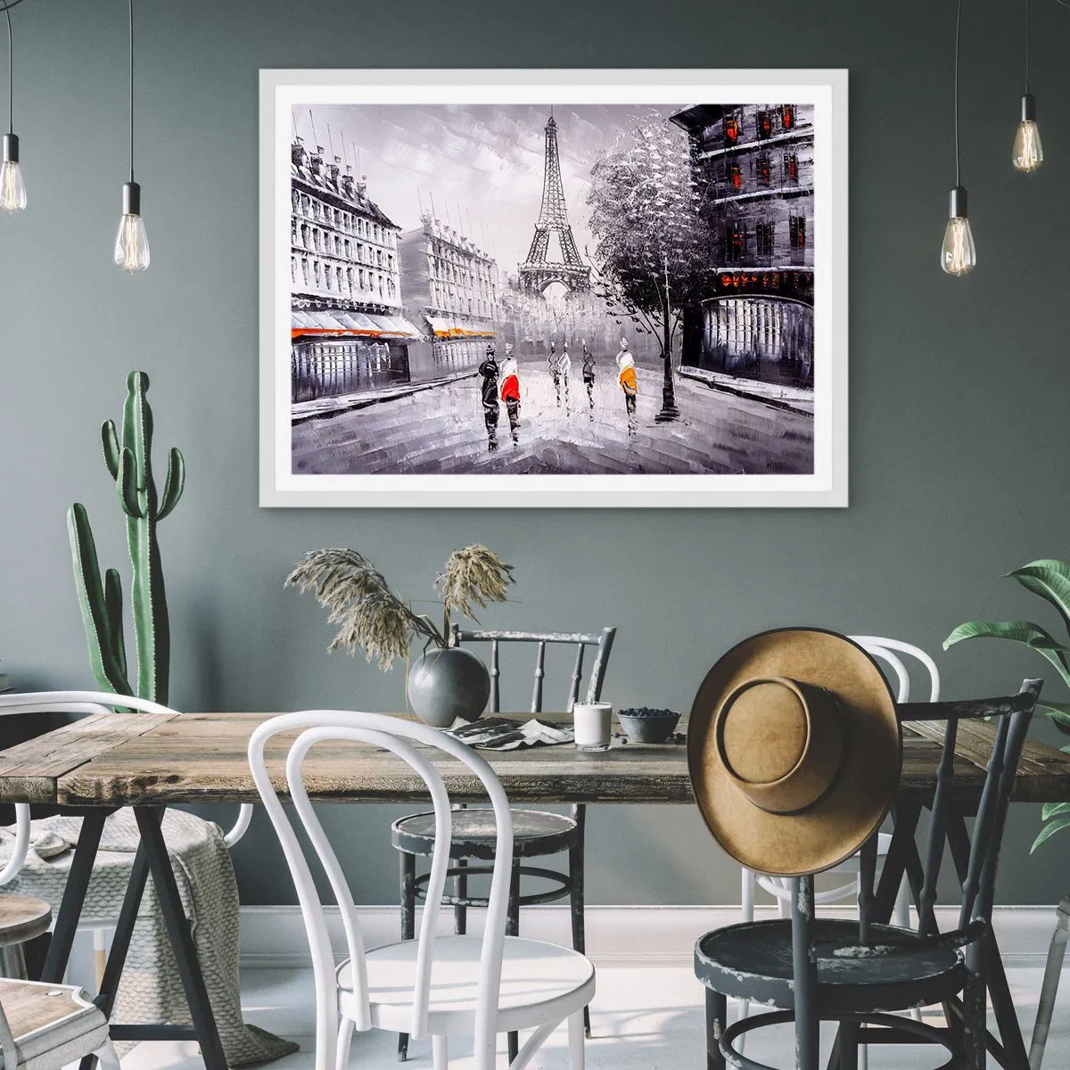 Plakat i hvid ramme - En parisisk spadseretur - 100x70 cm
