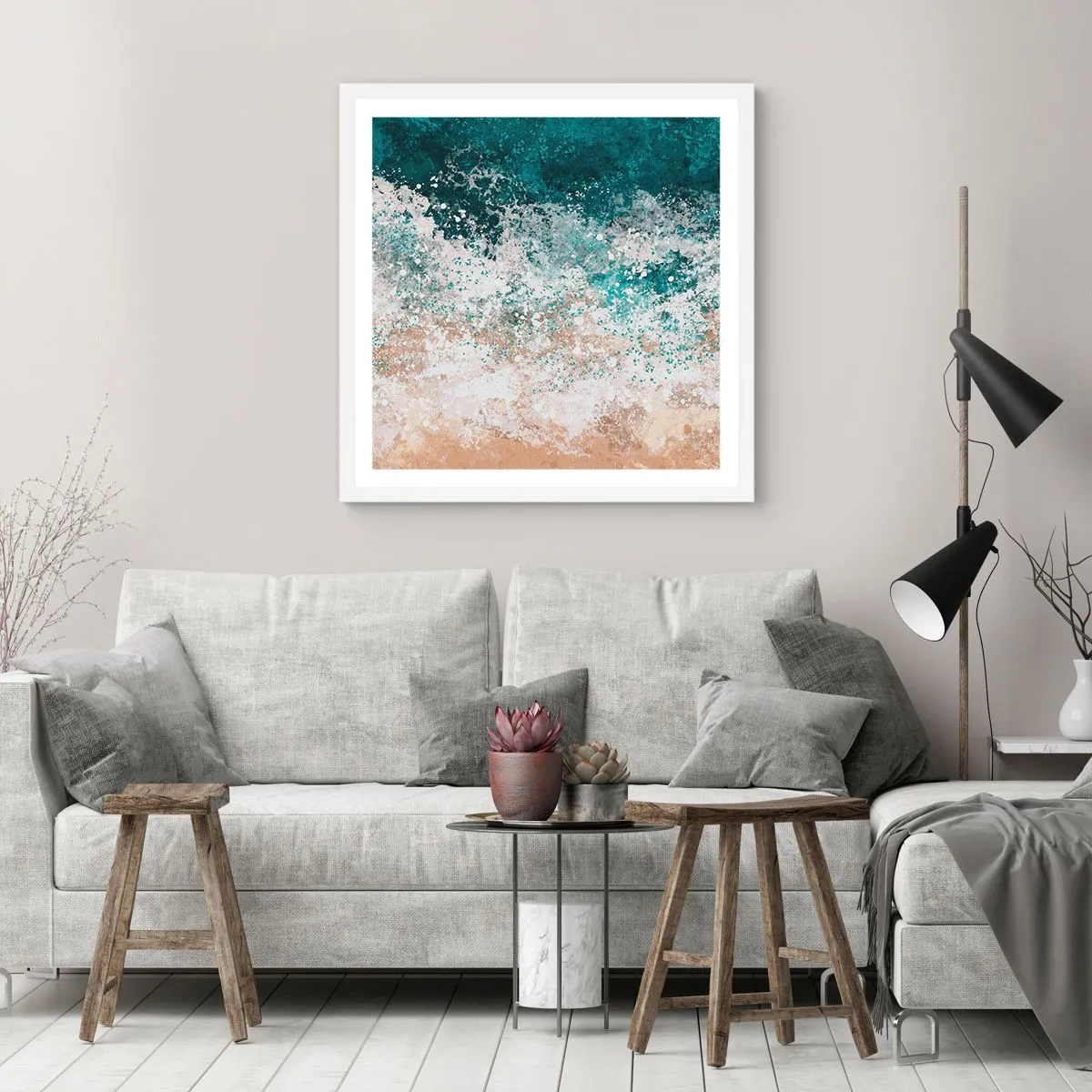 Plakat i hvid ramme - Historier fra havet - 40x40 cm
