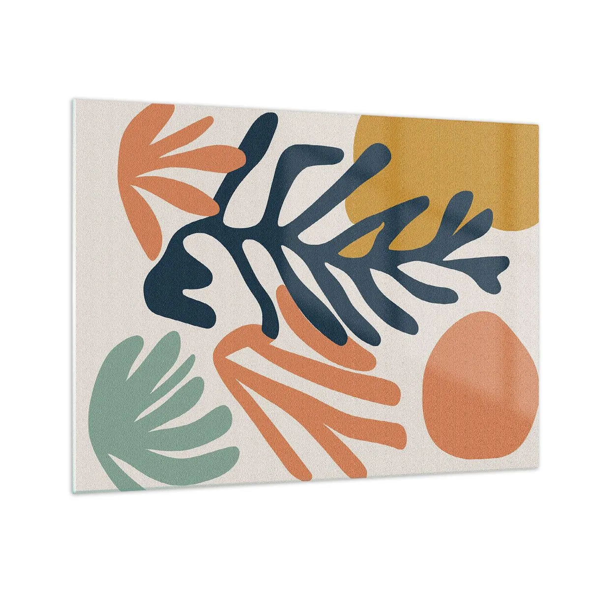 Billede på glas - Farverig grafik med plante- og koralmotiver - 70x50cm - Koralhav - Moderne vægdekoration til stue og soveværelse ARTTOR