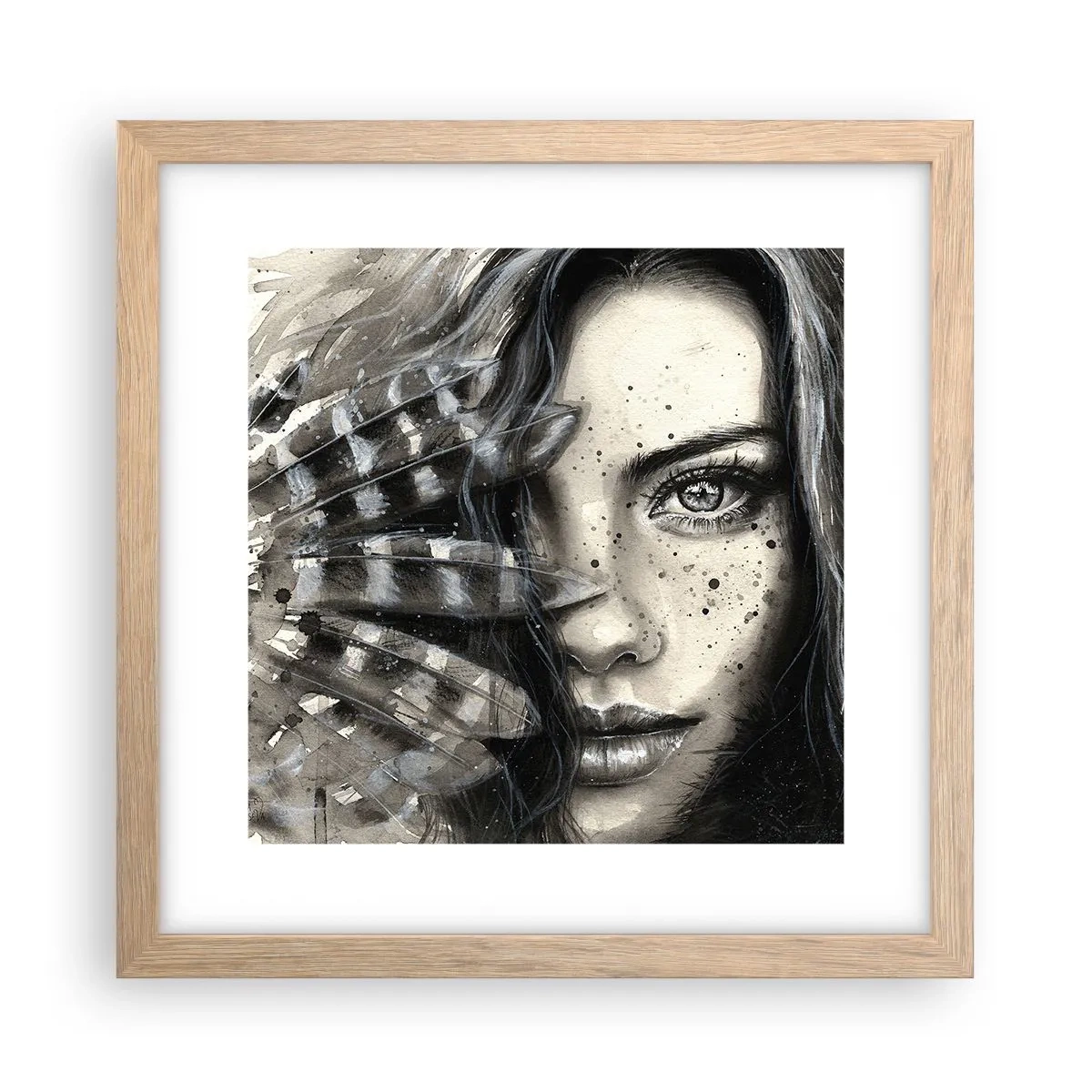 Plakat i ramme af lyst egetræ - Vild skønhed - 30x30 cm