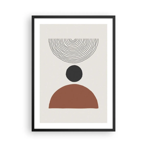 Plakat i sort ramme - Geometrisk motiv med en halvcirkel og linjer på en lys baggrund - 50x70cm - I rampelyset - Moderne vægdekoration til stue og soveværelse ARTTOR