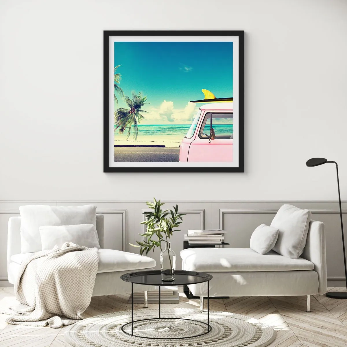 Plakat i sort ramme - Ferietid til at starte - 30x30 cm
