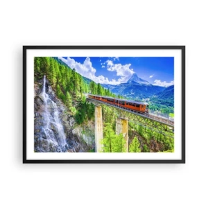Plakat i sort ramme - Jernbane til Alperne - 70x50 cm