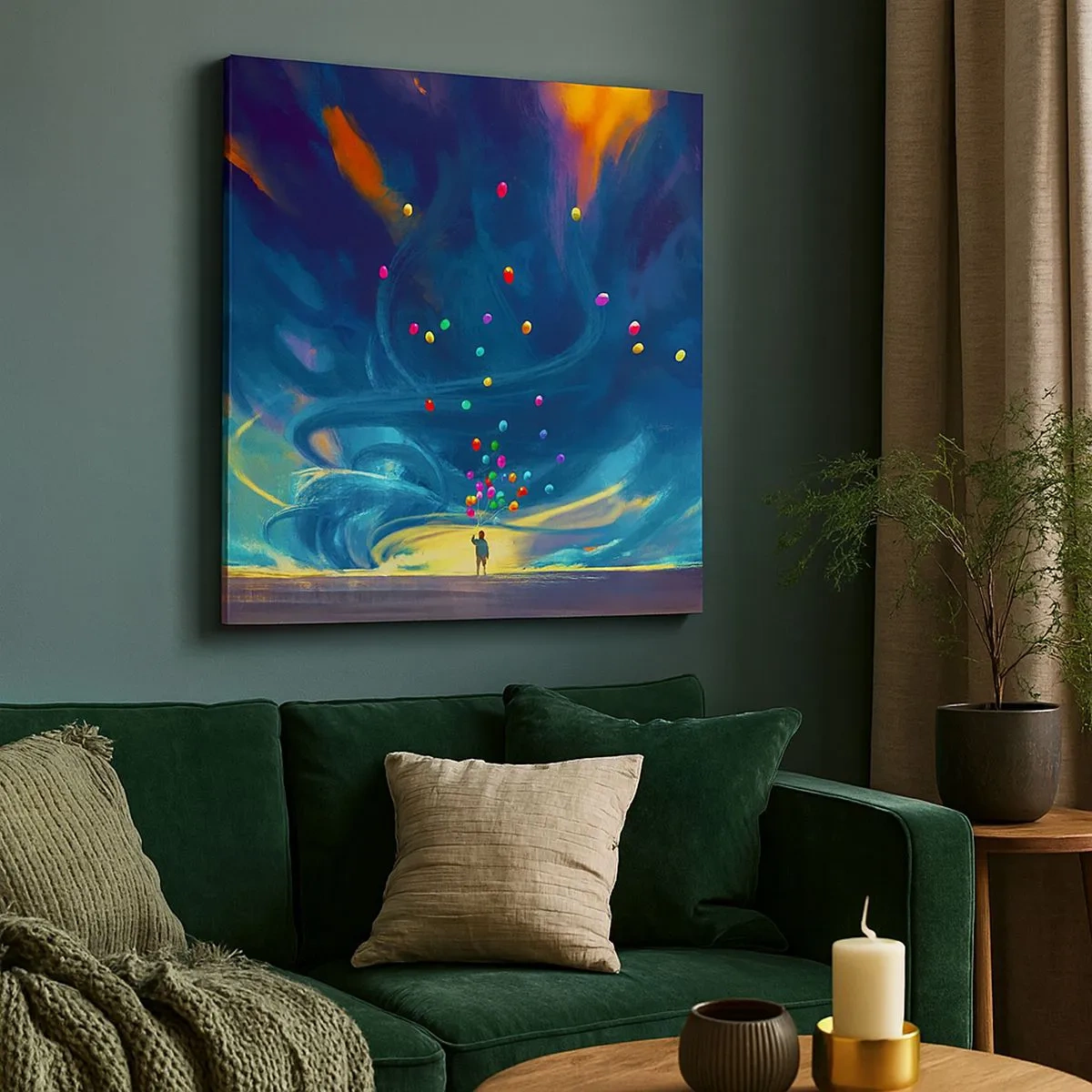 Lærredstryk - Billede på lærred - På en blå vind - 30x30 cm