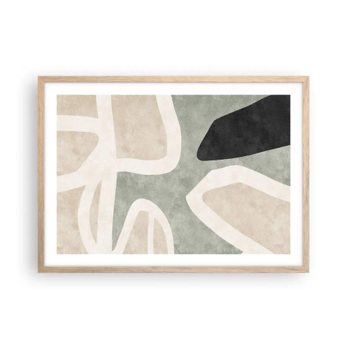 Plakat i ramme af lyst egetræ - Komposition med et sort tema - 70x50 cm