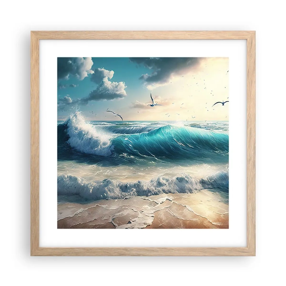 Plakat i ramme af lyst egetræ - Støj kun for dig - 40x40 cm