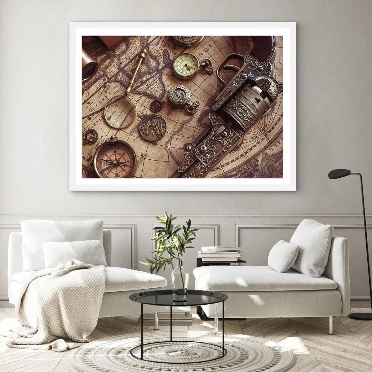 Plakat i hvid ramme - Opkald til eventyr - 91x61 cm