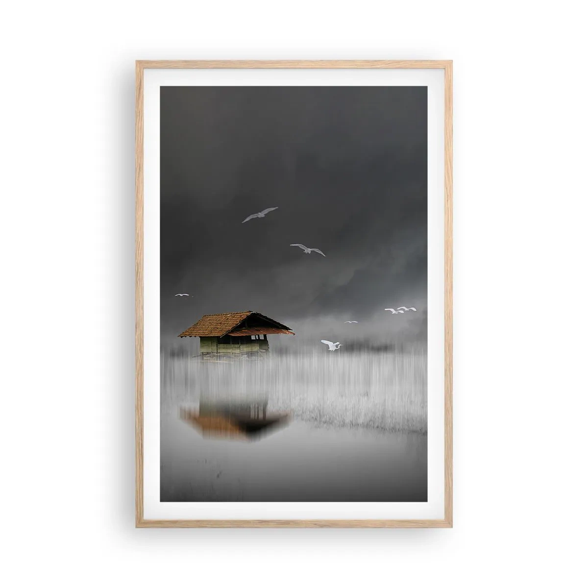 Plakat i ramme af lyst egetræ - Beskyttelse mod regnen - 61x91 cm