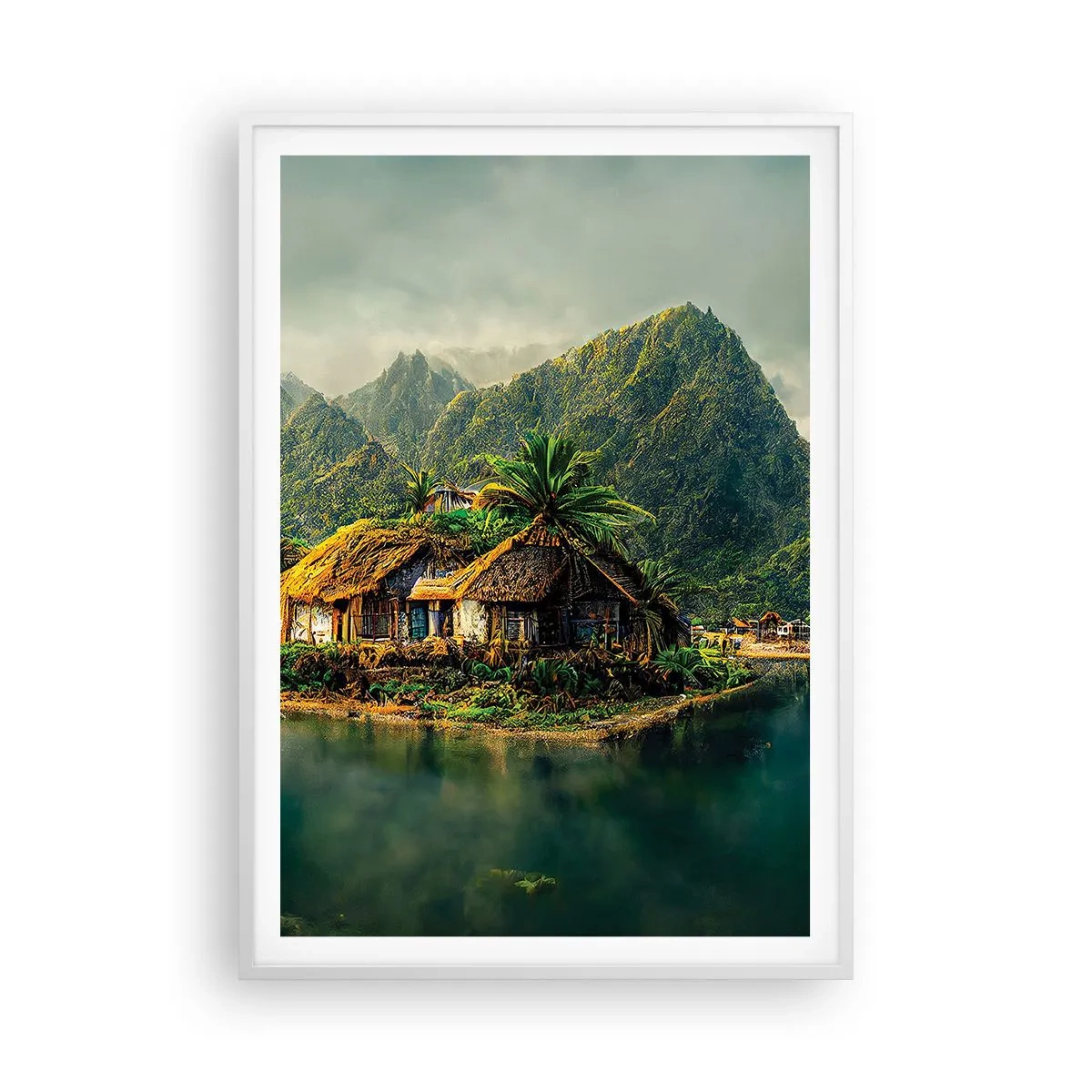 Plakat i hvid ramme - Tropisk paradis - 70x100 cm