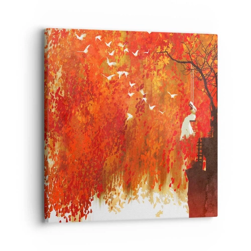 Lærredstryk - Billede på lærred - Vil han flyve med dem? - 30x30 cm
