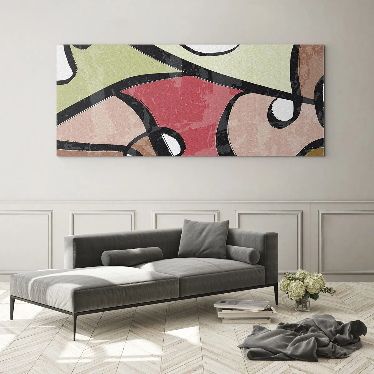 Billede på glas - Pirouetter blandt farver - 160x50 cm