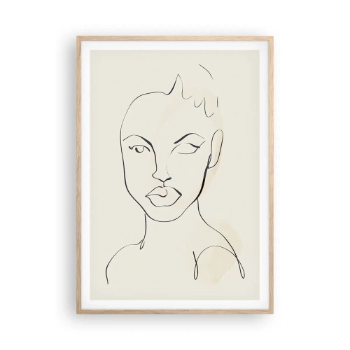 Plakat i ramme af lyst egetræ - Omrids af sensualitet - 70x100 cm