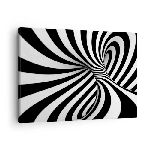 Lærredstryk - Billede på lærred - Abstrakt tunnel med sorte og hvide spiralstriber - 70x50cm - Sammensætning: dansende rum - Moderne vægdekoration til stue og soveværelse ARTTOR