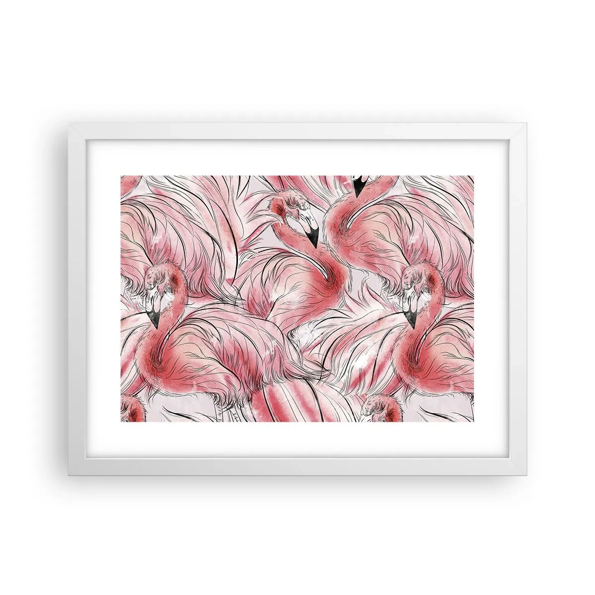 Plakat i hvid ramme - Fugle corps de ballet - 40x30 cm