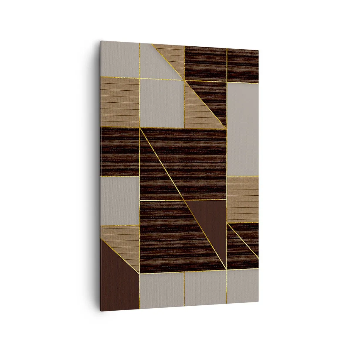 Lærredstryk - Billede på lærred - En mosaik af brune og gyldne farver - 80x120 cm