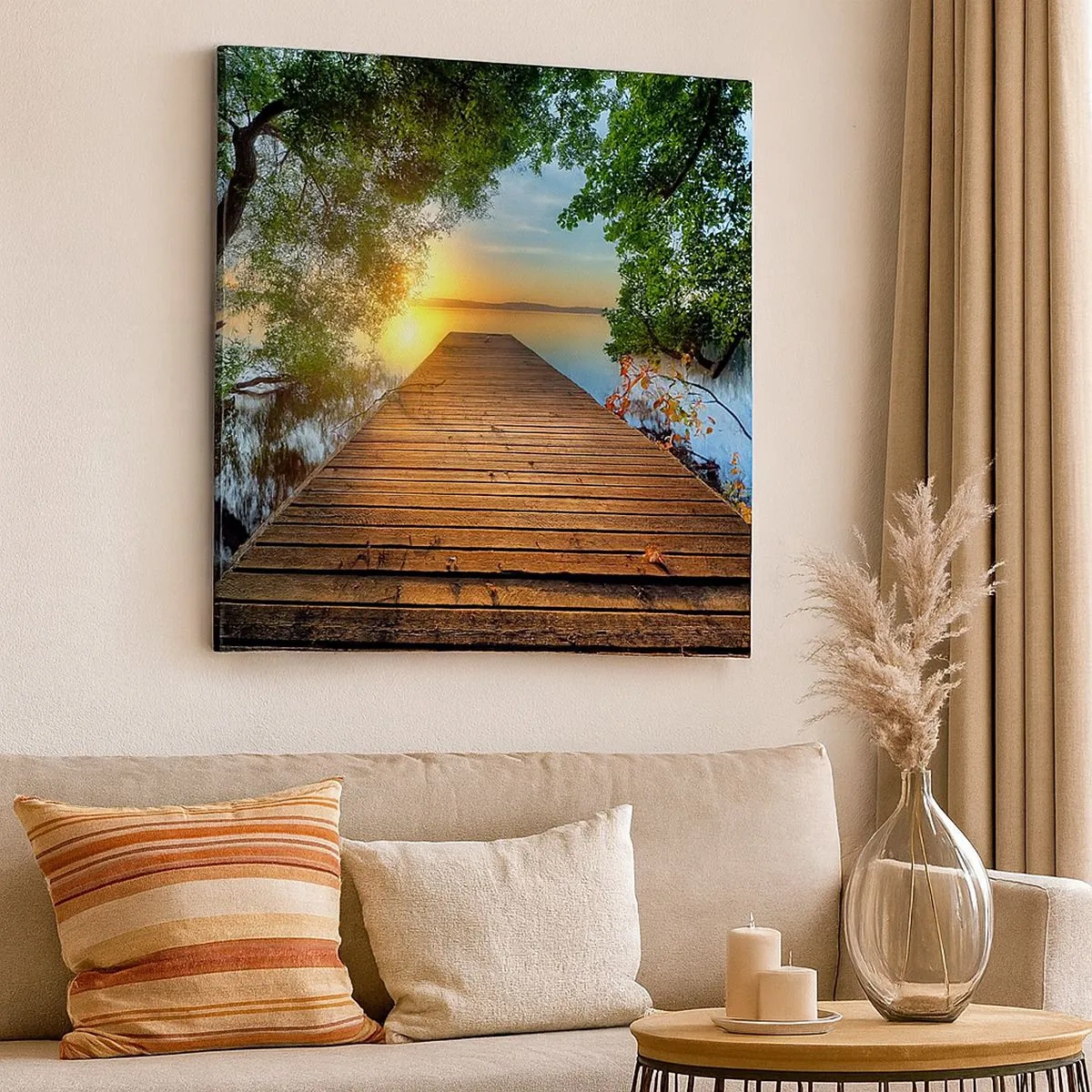 Lærredstryk - Billede på lærred - Tag dig god tid, sæt dig ned - 30x30 cm