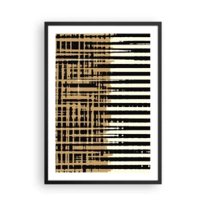 Plakat i sort ramme - Geometrisk mønster med linjer og varme farver - 50x70cm - Arkitektonisk abstraktion - Moderne vægdekoration til stue og soveværelse ARTTOR