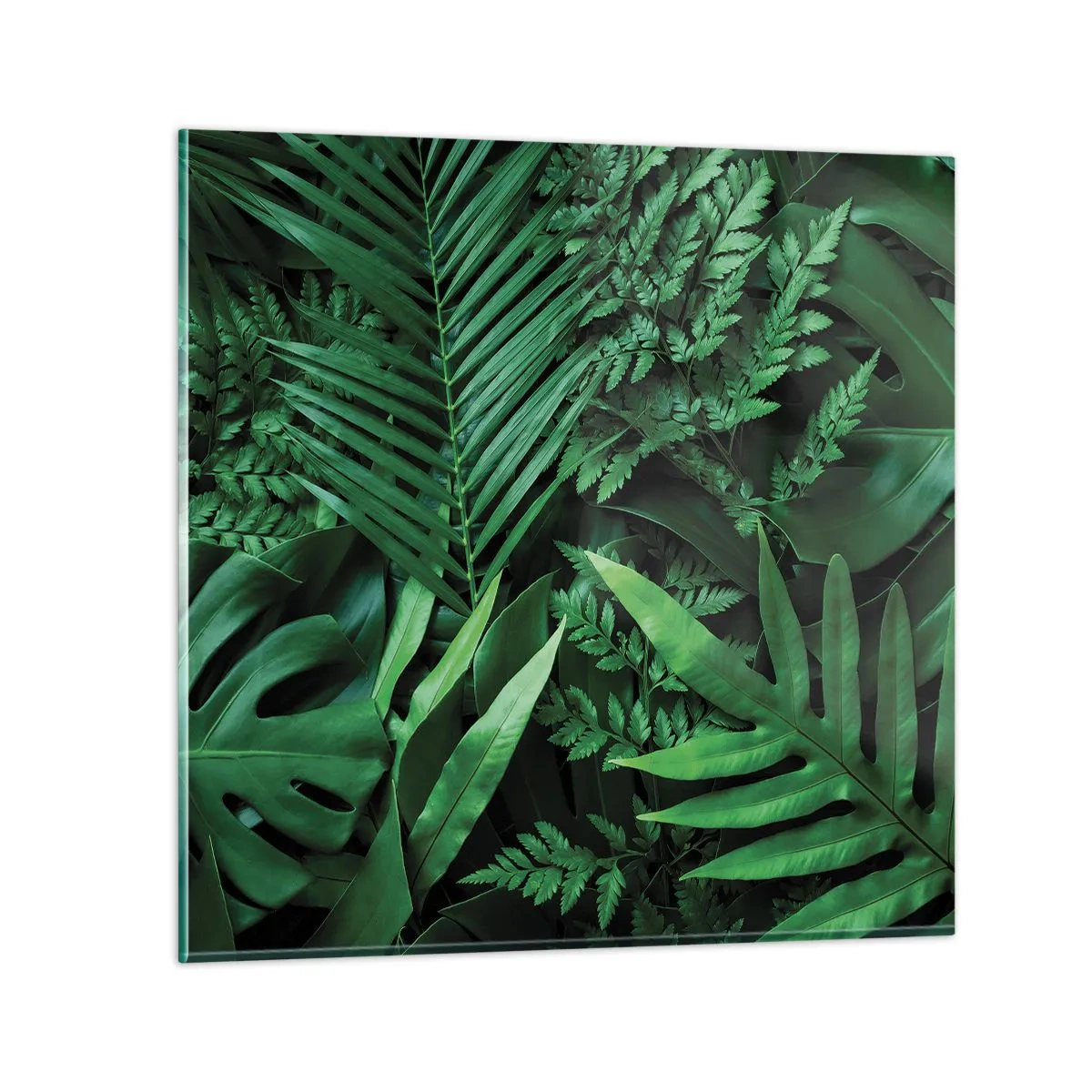 Billede på glas - Kranset i grønt - 30x30 cm
