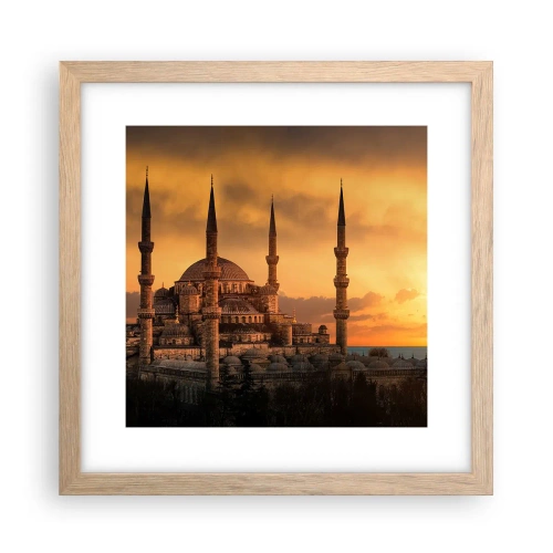Plakat i ramme af lyst egetræ - Gud er stor - 30x30 cm