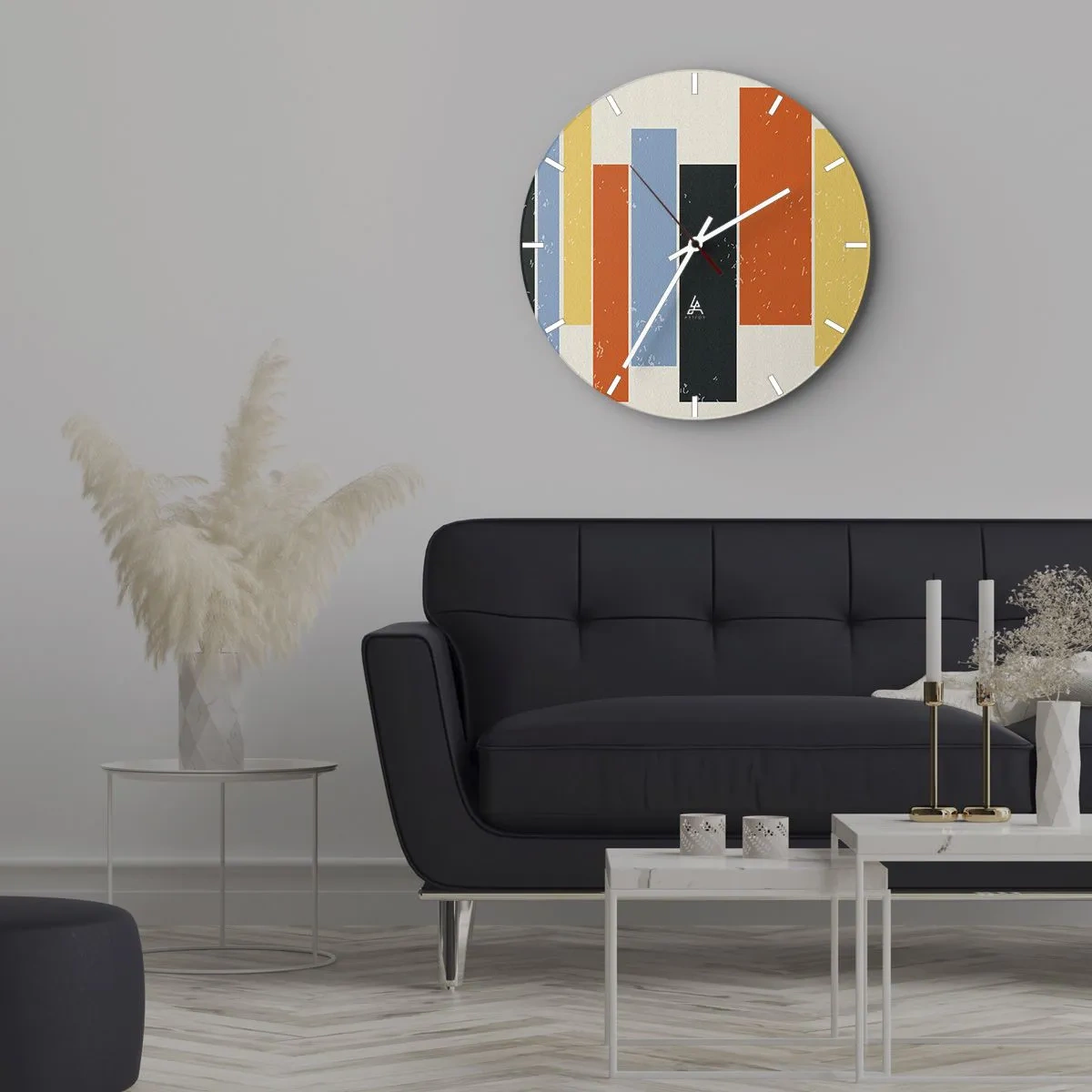 Vægur, Uret - Lodrette retrostriber i varme farver - 30x30cm - Optagelse af musik - Moderne vægdekoration til stue, køkken og soveværelse ARTTOR