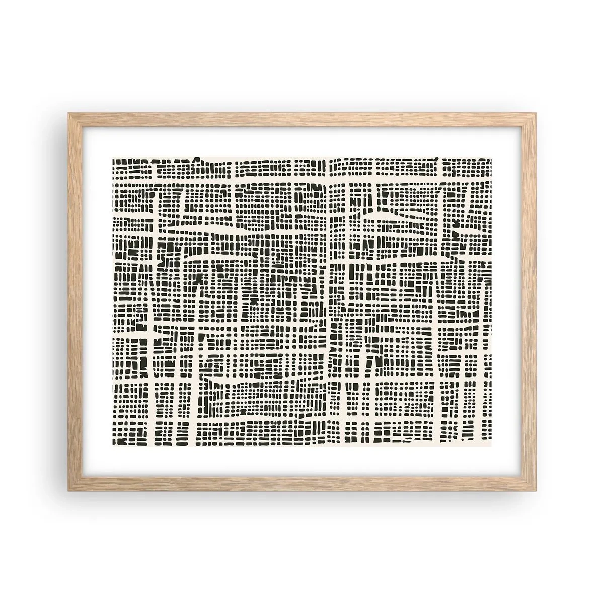 Plakat i ramme af lyst egetræ - En sammensætning vævet - 50x40 cm