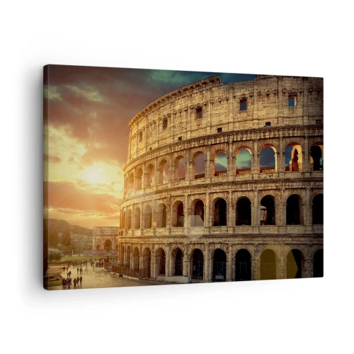 Lærredstryk - Billede på lærred - Colosseum i Rom ved solnedgang - 70x50cm - Kolossalt indtryk - Moderne vægdekoration til stue og soveværelse ARTTOR
