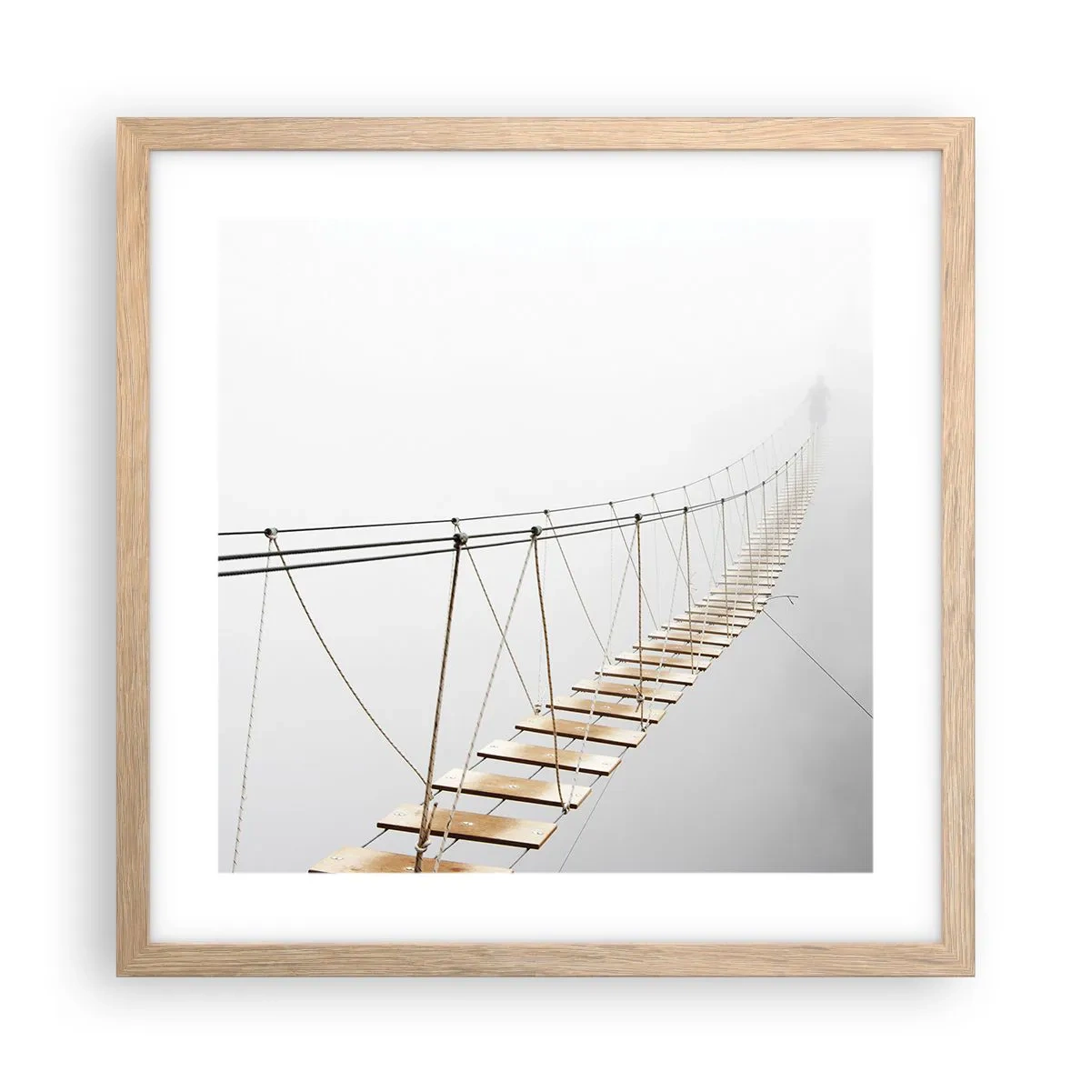 Plakat i ramme af lyst egetræ - Hvor vil det føre dig hen? - 40x40 cm