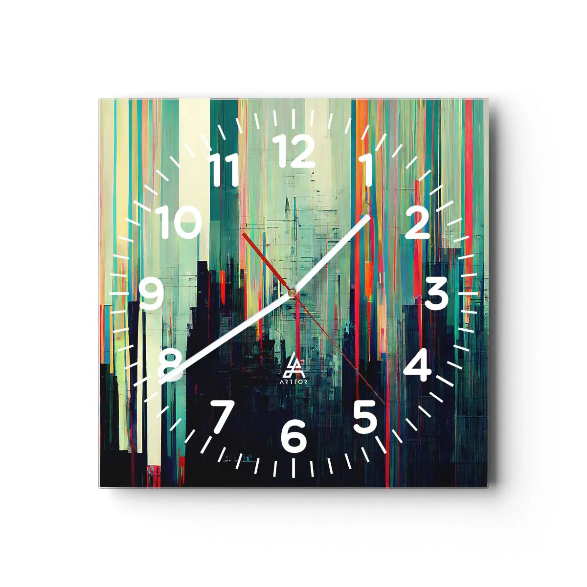 Vægur, Uret - Futuristisk by - 40x40 cm
