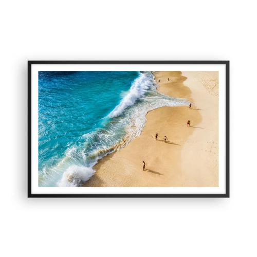 Plakat i sort ramme - Og så solen, stranden... - 91x61 cm