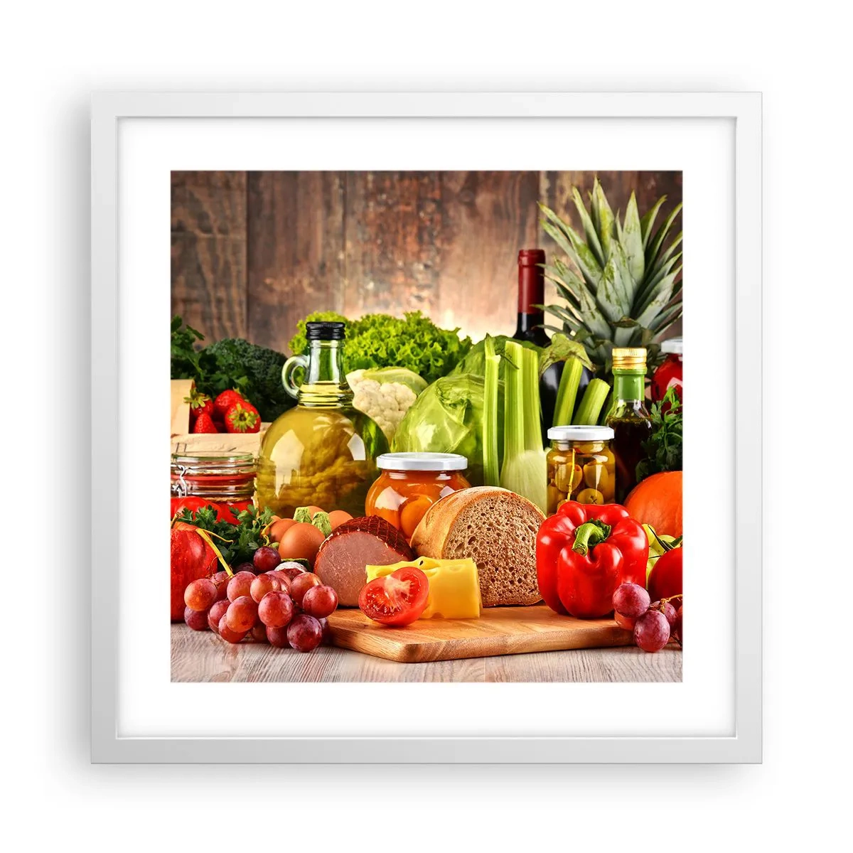 Plakat i hvid ramme - Røget, ristet, marineret - 40x40 cm