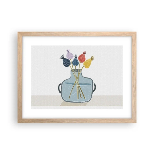 Plakat i ramme af lyst egetræ - Som et valmuefrø - 40x30 cm