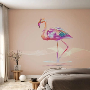Fototapet Selvklæbende Deluxe Sticker - Fugl af god stemning - Flamingo, Fugl, Abstraktion - 100x70 cm