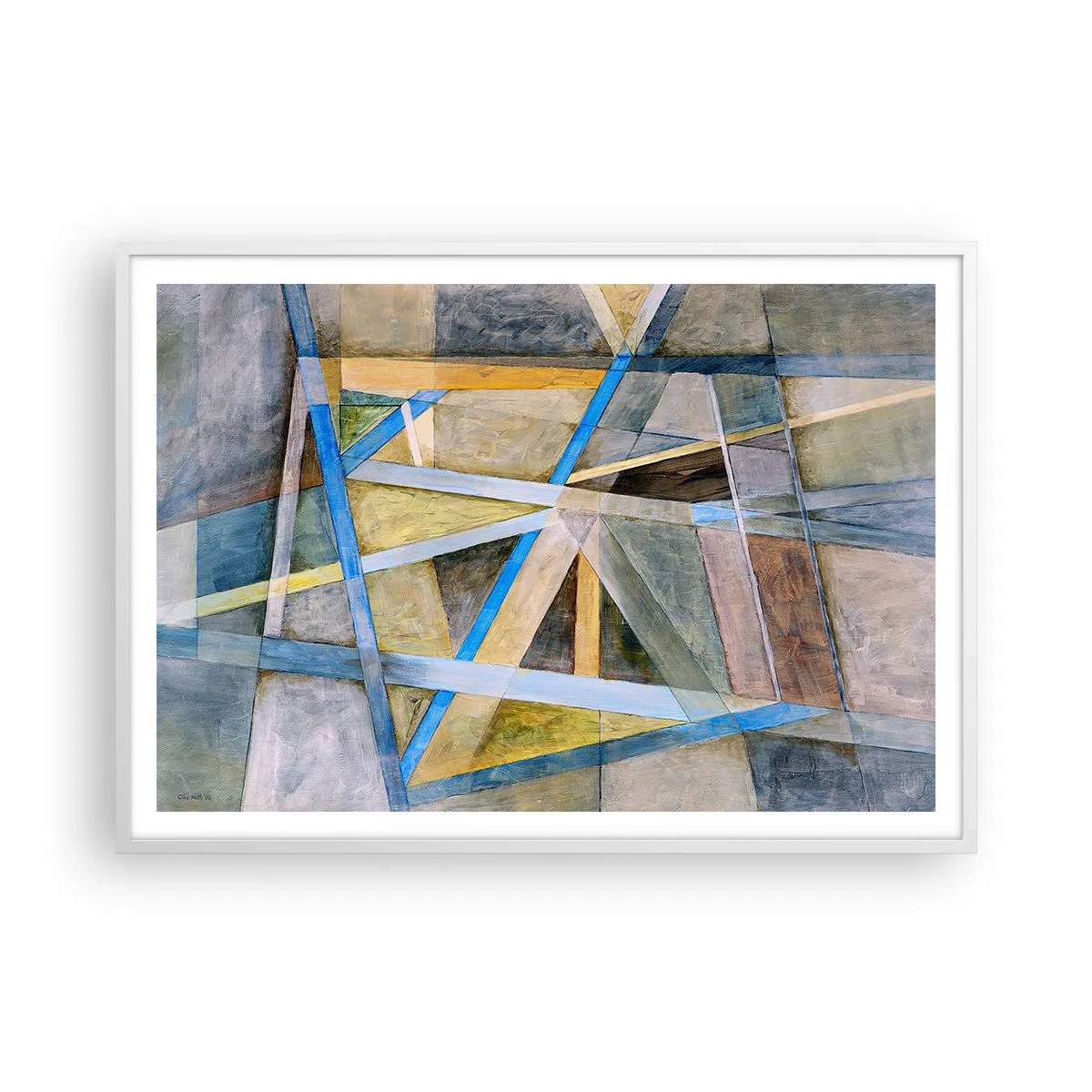 Plakat i hvid ramme - Lige eller skråt? - 100x70 cm