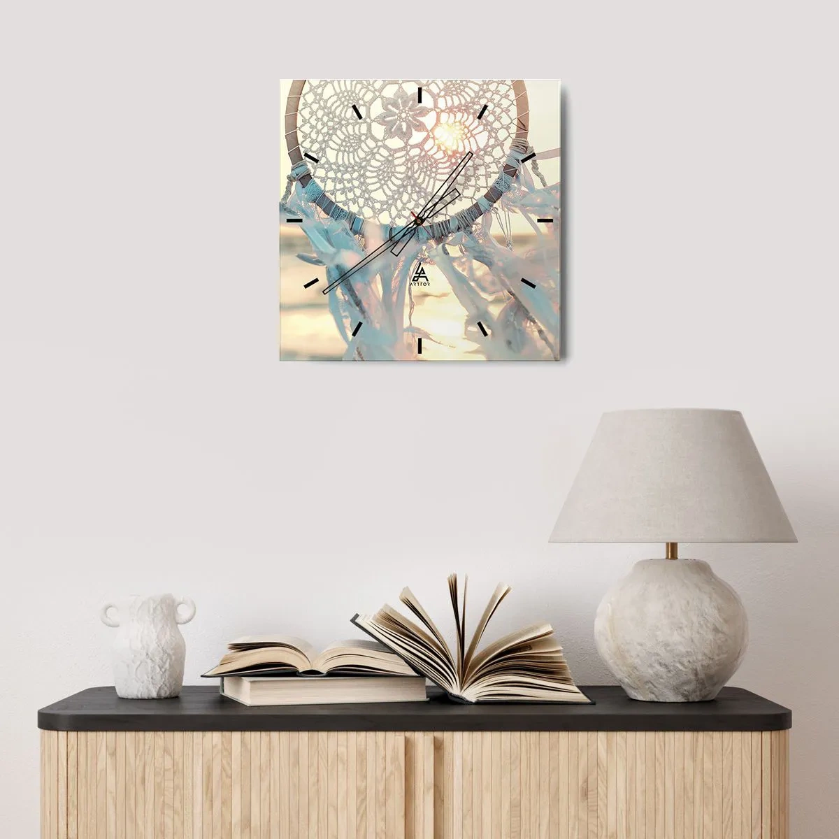 Vægur, Uret - Totem med blonder - 40x40 cm